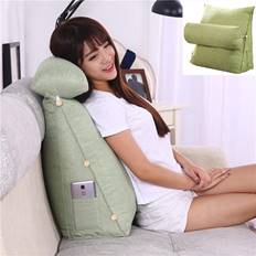 Large Reading Pillow Back Pillow Wedge Pillow Backrest Wedge Pillow Waist Pillow  Sofa Office Chair Reading Bed Pillow Back Pillow with Neck Roll TV Pillow Reading Pillow (beige)